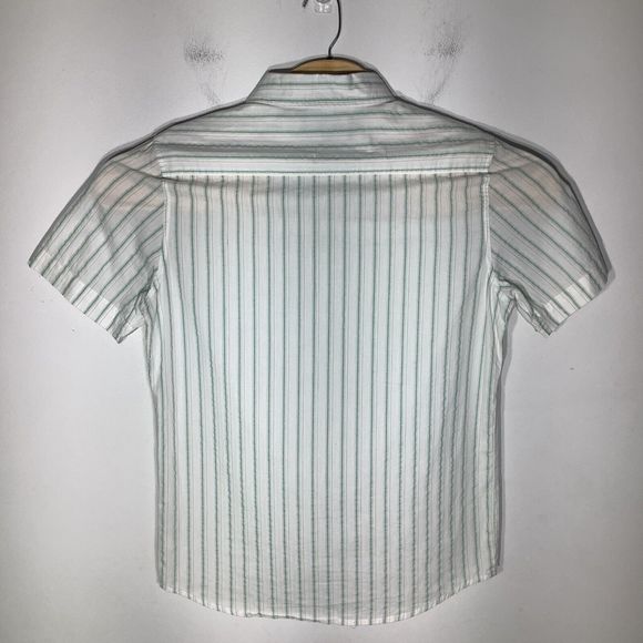 Fox Deluxe Mens Short‎ Sleeve Button Up Shirt Striped Size Medium - Picture 3 of 7